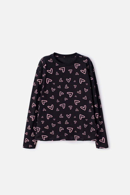 POLERA DE MIC MANGA LARGA NEGRO PARA NIÑA