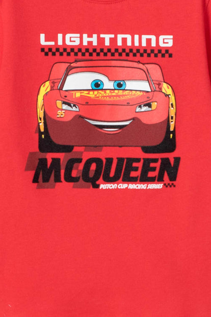 POLERA DE CARS CUELLO REDONDO ROJA PARA NIÑO DE 2T A 5T