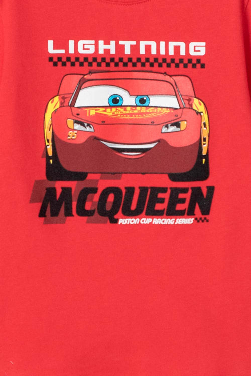 POLERA DE CARS CUELLO REDONDO ROJA PARA NIÑO DE 2T A 5T