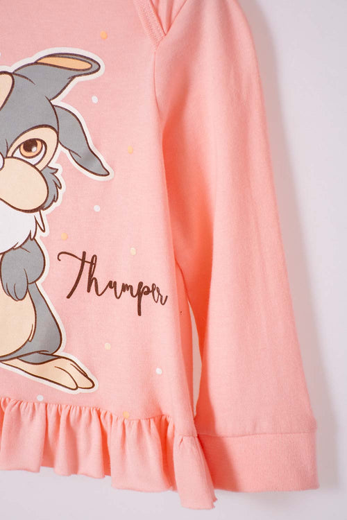 PIJAMA DE BAMBI CON PANTALÓN LARGO MANDARINA Y MARFIL PARA BEBÉ NIÑA