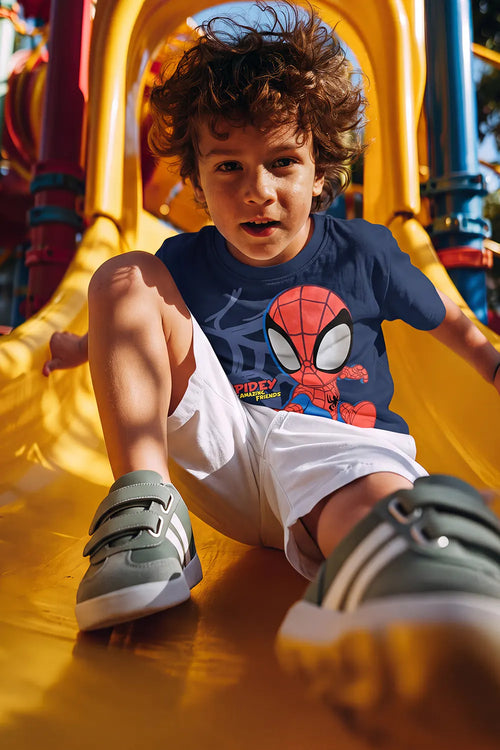 POLERA DE SPIDER-MAN MANGA CORTA AZUL PARA NIÑO