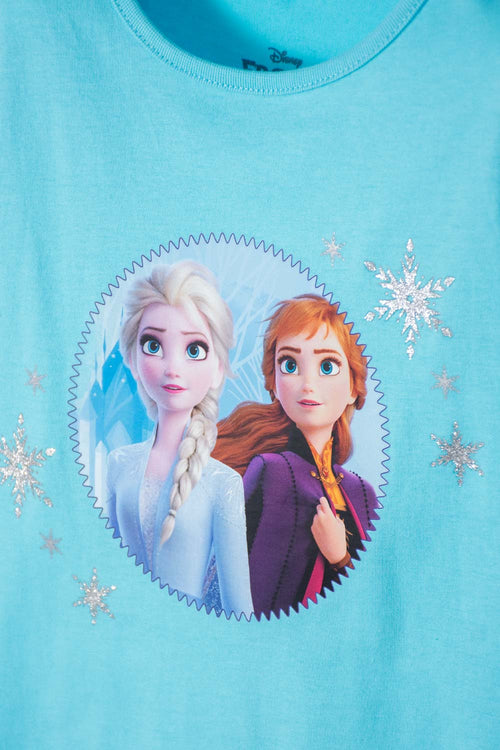 POLERA DE FROZEN MANGA CORTA AZUL PARA NIÑA 2T A 5T