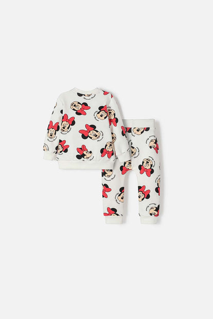 CONJUNTO MINNIE MOUSE CON PANTALÓN LARGO MARFIL PARA BEBÉ NIÑA