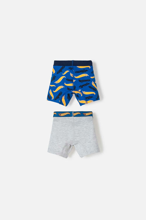 PACK X2 BOXER DE HOTWHEELS AZUL Y GRIS PARA NIÑO 2T A 5T