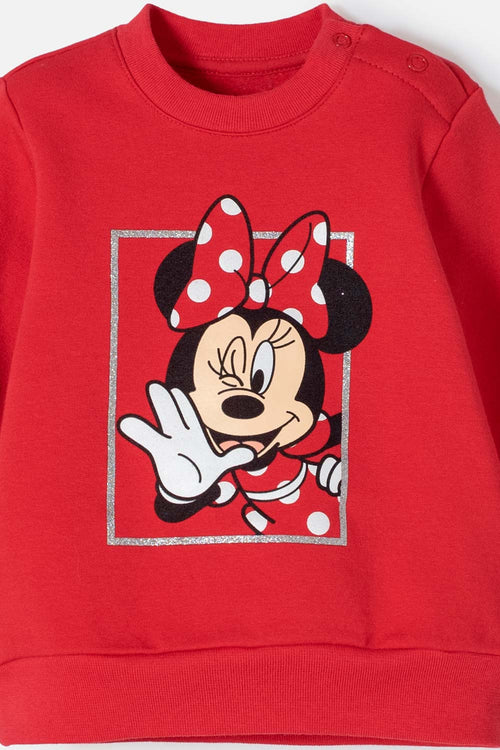 POLERON MINNIE MOUSE CERRADO ROJO PARA BEBÉ NIÑA