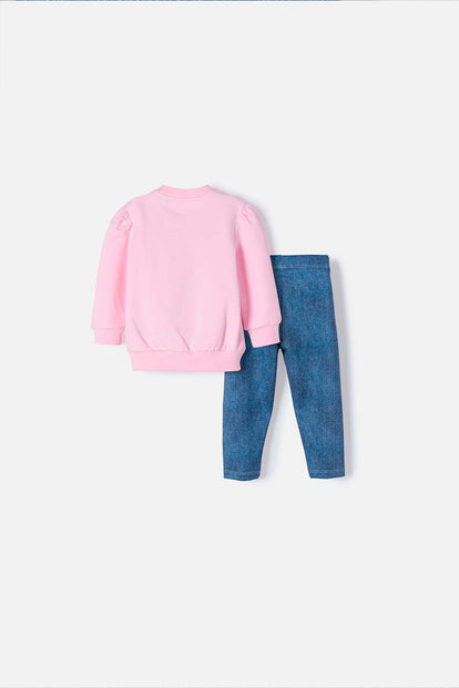 CONJUNTO DE STITCH CON PANTALÓN ROSADO Y AZUL PARA BEBÉ NIÑA