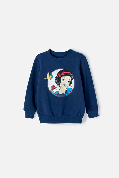 POLERON DE BLANCANIEVES AZUL DE DISEÑO CERRADO PARA NIÑA 2T A 5T