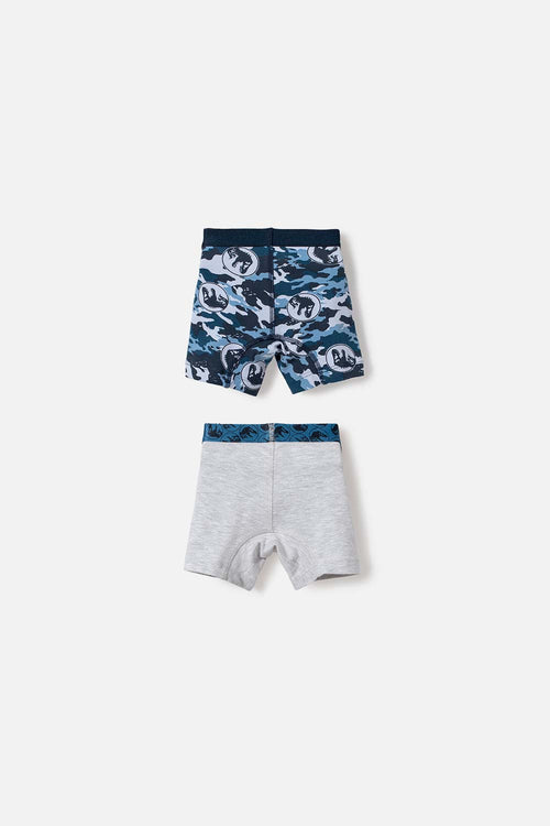 PACK X2 BOXER DE JURASSIC WORLD AZUL Y GRIS PARA NIÑO 2T A 5T