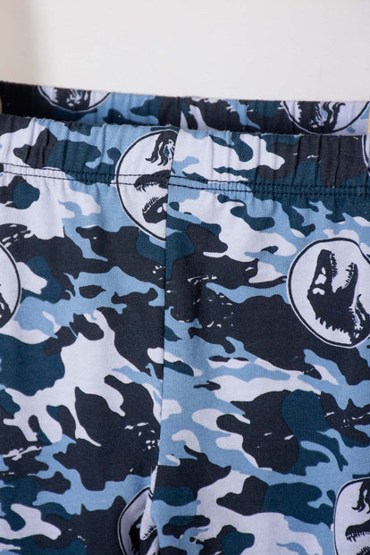 PIJAMA DE JURASSIC WORLD GRIS Y AZUL DE PANTALÓN LARGO PARA NIÑO 2T A 5T