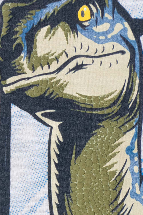 PIJAMA DE JURASSIC WORLD GRIS Y AZUL DE CAMISETA MANGA CORTA PARA NIÑO 2T A 5T
