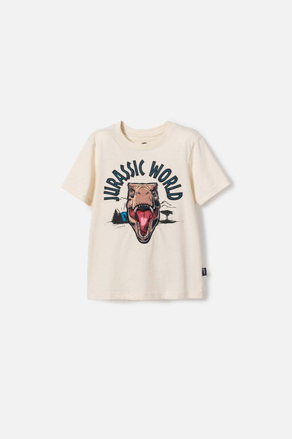 POLERA DE JURASSIC WORLD CAFÉ MANGA CORTA PARA NIÑO 2T A 5T