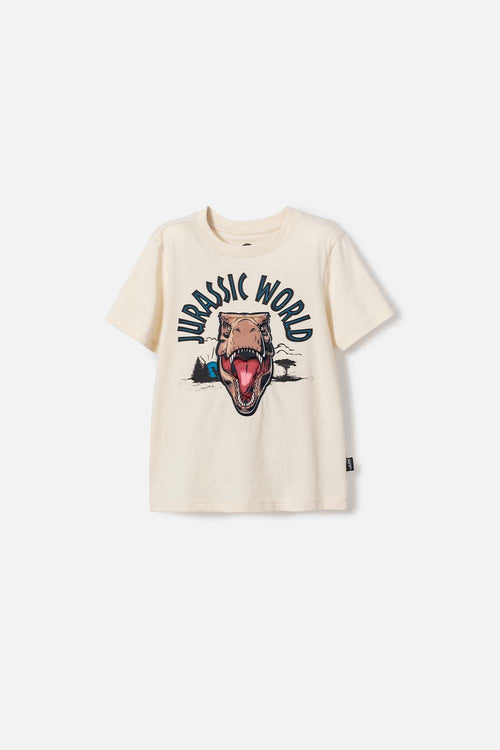 POLERA DE JURASSIC WORLD CAFÉ MANGA CORTA PARA NIÑO 2T A 5T