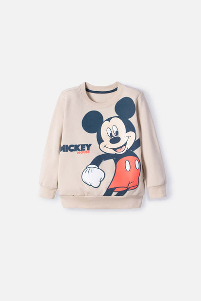 POLERÓN DE MICKEY MOUSE CAQUI ESTAMPADO EN FRENTE PARA NIÑO 2T A 5T