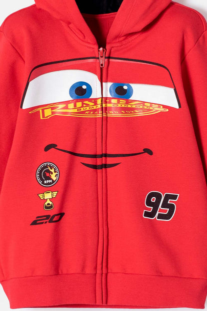POLERÓN DE CARS CON CAPUCHA ROJO PARA NIÑO 2T A 6T