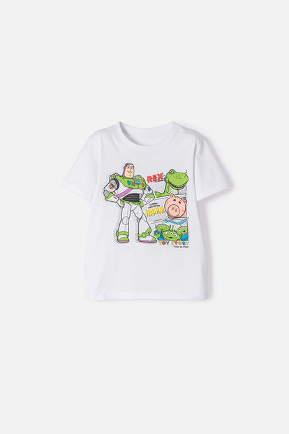 POLERA TOY STORY MANGA CORTA BLANCO PARA NIÑO 2T A 5T