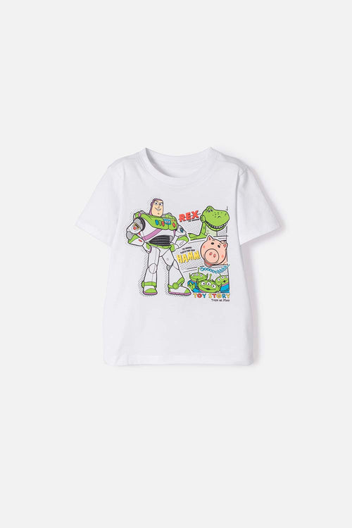 POLERA TOY STORY MANGA CORTA BLANCO PARA NIÑO 2T A 5T