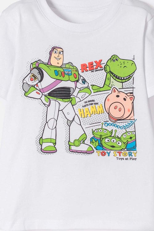 POLERA TOY STORY MANGA CORTA BLANCO PARA NIÑO 2T A 5T