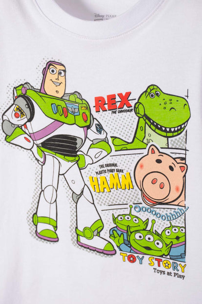 POLERA TOY STORY MANGA CORTA BLANCO PARA NIÑO 2T A 5T