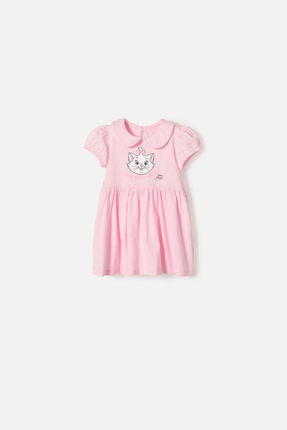 VESTIDO DE LA GATA MARIE CON BODY ROSADO PARA BEBÉ NIÑA