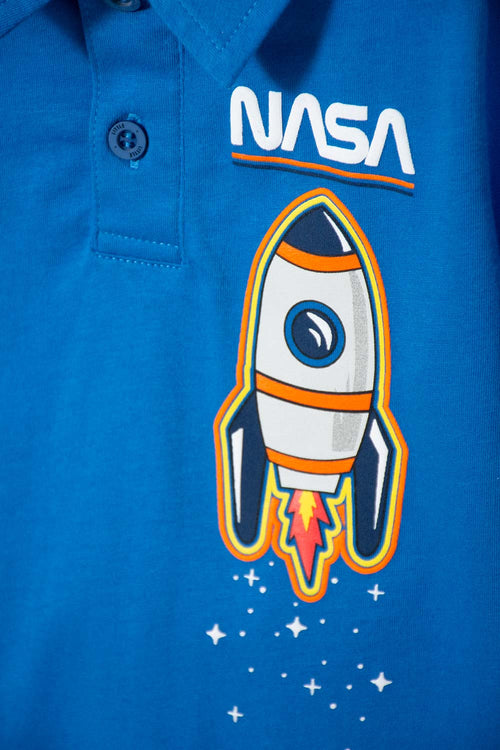 POLERA TIPO POLO DE LA NASA AZUL PARA NIÑO 2T A 5T