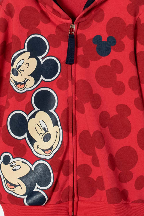 POLERON DE MICKEY MOUSE CON CAPUCHA ROJO PARA NIÑO 2T A 6T