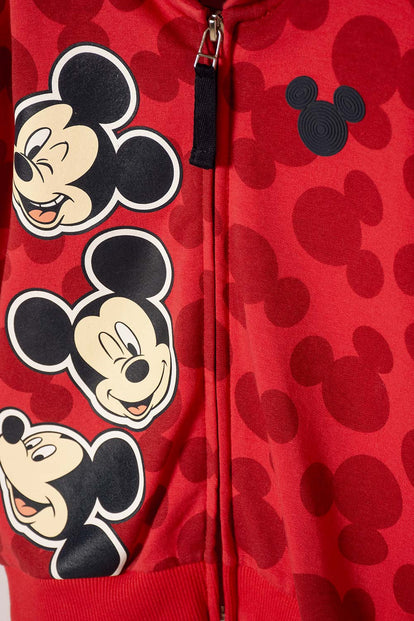 POLERON DE MICKEY MOUSE CON CAPUCHA ROJO PARA NIÑO 2T A 6T