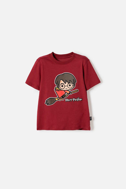 POLERA DE HARRY POTTER MANGA CORTA ROJO PARA NIÑO 2T A 6T