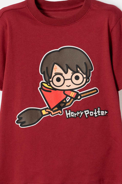 POLERA DE HARRY POTTER MANGA CORTA ROJO PARA NIÑO 2T A 6T