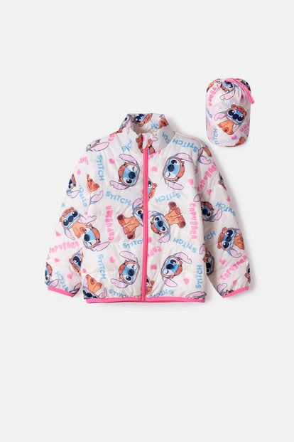 CHAQUETA DE STITCH Y CAPYBARA CON CIERRE MULTICOLOR PARA NIÑA 2T A 6T