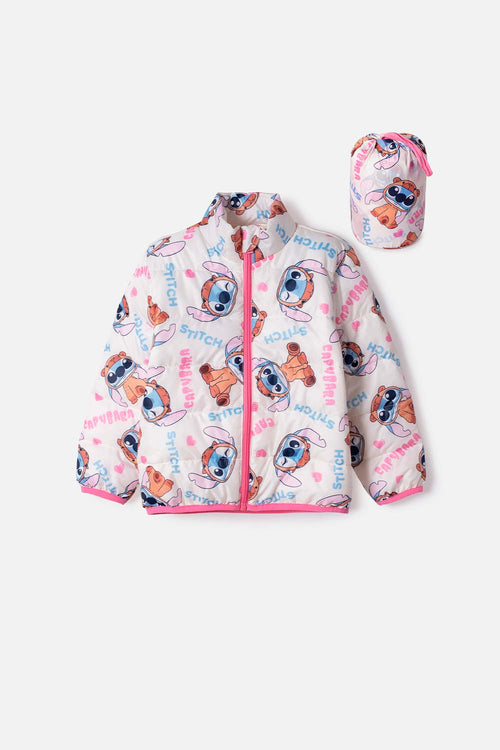 CHAQUETA DE STITCH Y CAPYBARA CON CIERRE MULTICOLOR PARA NIÑA 2T A 6T