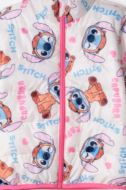 CHAQUETA DE STITCH Y CAPYBARA CON CIERRE MULTICOLOR PARA NIÑA 2T A 6T