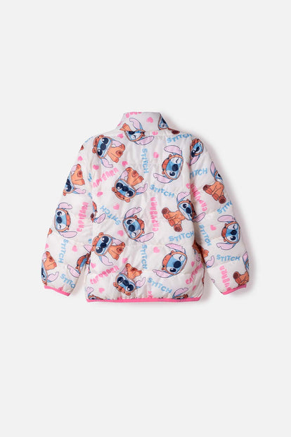 CHAQUETA DE STITCH Y CAPYBARA CON CIERRE MULTICOLOR PARA NIÑA 2T A 6T