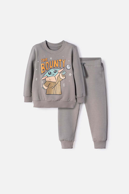 CONJUNTO DE MANDALORIAN PANTALÓN LARGO GRIS PARA NIÑO 2T A 6T