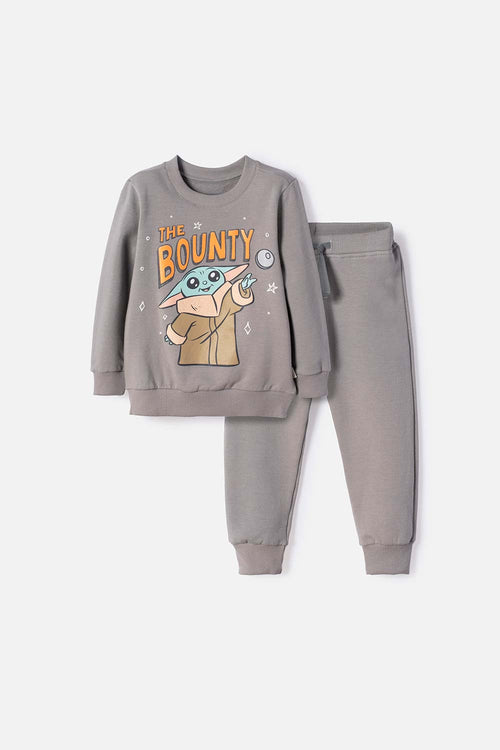 CONJUNTO DE MANDALORIAN PANTALÓN LARGO GRIS PARA NIÑO 2T A 6T