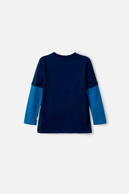 POLERA DE SPIDERMAN MANGA LARGA AZUL PARA NIÑO 2T A 6T