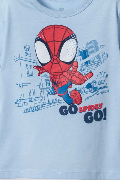 POLERA DE SPIDEY MANGA CORTA AZUL PARA NIÑO 2T A 6T