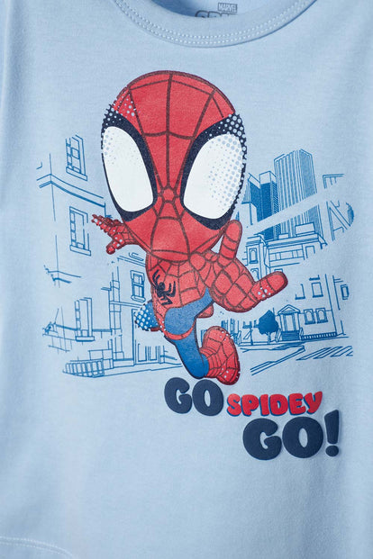 POLERA DE SPIDEY MANGA CORTA AZUL PARA NIÑO 2T A 6T