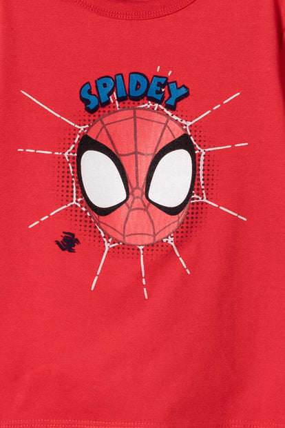 POLERA DE SPIDEY MANGA CORTA ROJO PARA NIÑO