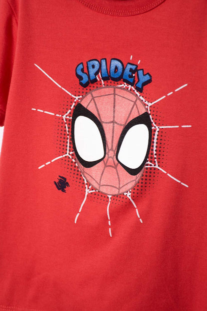 POLERA DE SPIDEY MANGA CORTA ROJO PARA NIÑO