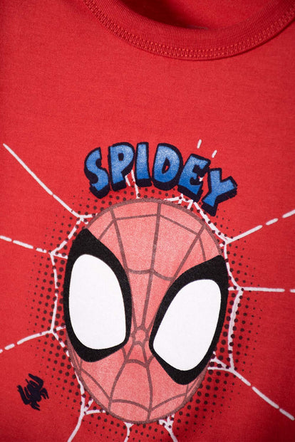 POLERA DE SPIDEY MANGA CORTA ROJO PARA NIÑO