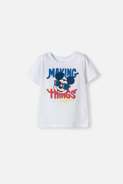 POLERA DE MICKEY MOUSE MANGA CORTA BLANCO PARA NIÑO 2T A 6T