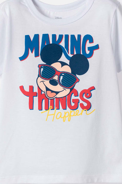 POLERA DE MICKEY MOUSE MANGA CORTA BLANCO PARA NIÑO 2T A 6T
