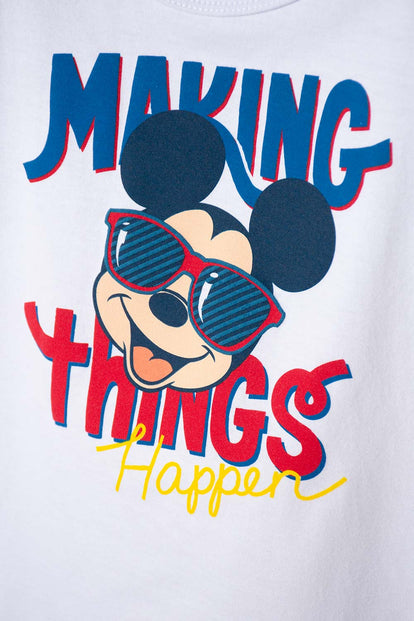 POLERA DE MICKEY MOUSE MANGA CORTA BLANCO PARA NIÑO 2T A 6T