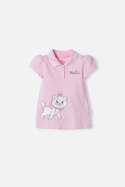 POLERA GATA MARIE TIPO POLO ROSADA PARA NIÑA 2T A 6T