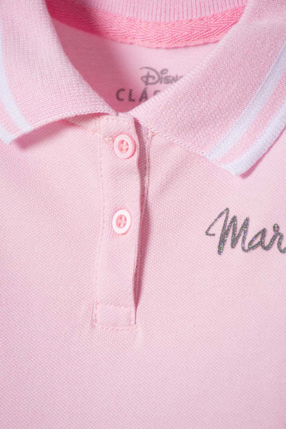 POLERA GATA MARIE TIPO POLO ROSADA PARA NIÑA 2T A 6T