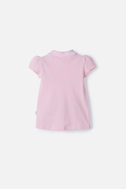 POLERA GATA MARIE TIPO POLO ROSADA PARA NIÑA 2T A 6T